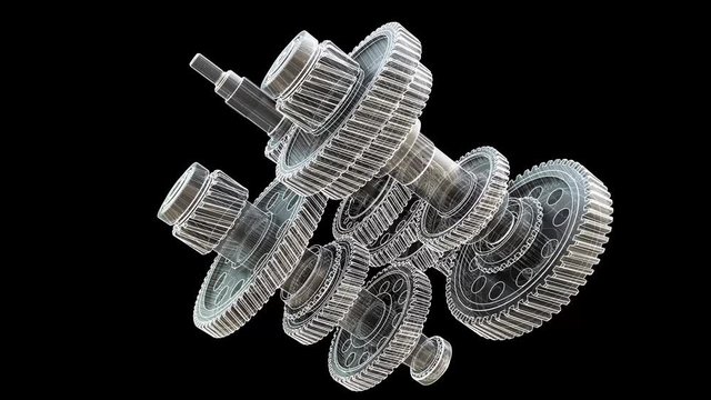 Abstract Gearbox Concept. 3D illustration video