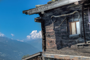 Aufgelassene Berghütte, Detail, in den Alpen, Südtirol