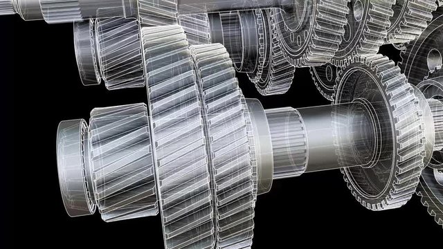 Abstract Gearbox Concept. 3D illustration video