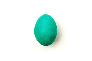Lazur painteded chicken egg isolated on the white background.