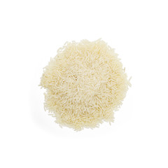 white rice, natural long rice grain isolated on white background