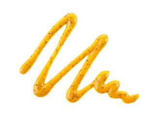 Mustard sauce on a white background