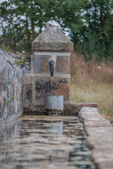 Obraz premium Drinking trough or typical pilon in the national park of Fuentes Carrionas. Palencia