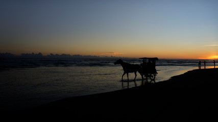 The nice sunset at the beach in Yogyakarta Indonesian