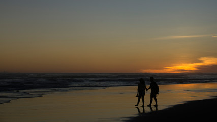 Fototapeta na wymiar The nice sunset at the beach in Yogyakarta Indonesian