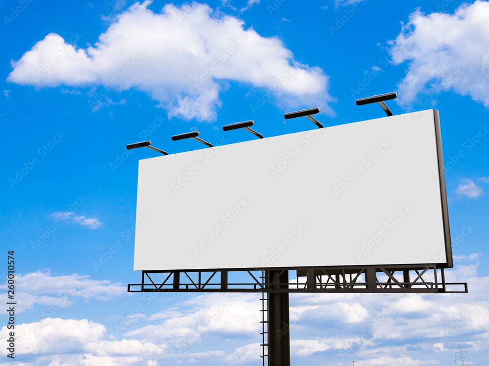 Wall mural 3d rendering of blank billboard (empty advertisement) isolated on white background - mock up templat