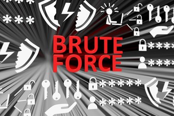 BRUTE FORCE concept blurred background 3d render illustration