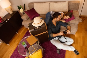 Happy couple on last day of holiday