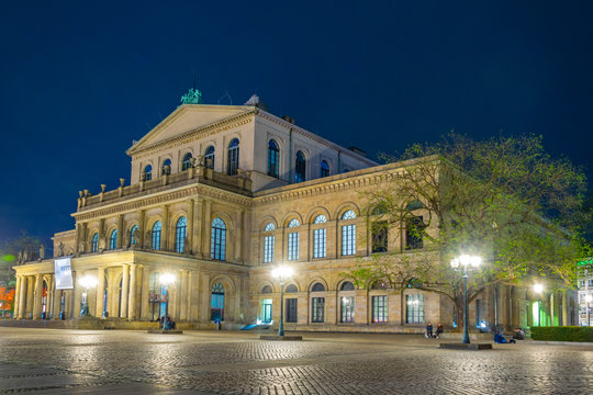 Night view of the state opera in Hannover, Germany