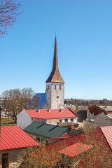 Obraz premium The ancient small town of Rakvere in Estonia. City church and roofs