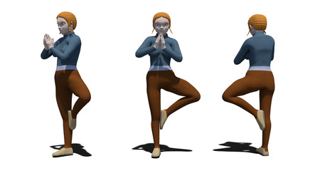 Caricatura donna caucasica yoga