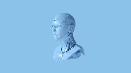 Pale Blue Cyborg Bust 3d illustration 3d render