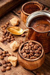 Coffee beans and grounds