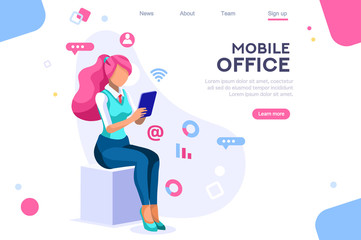 Data devices, graphs solution. User reading display. Ideas brainstorming, characters situations set. Interacting people concept. 3d images isometric vector illustrations.