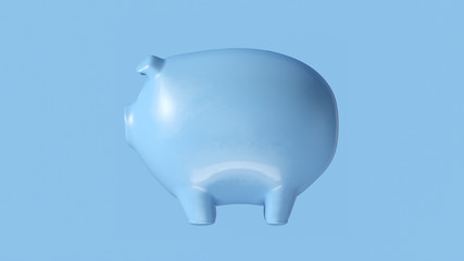 Pale Blue Piggy Bank 3d illustration 3d render