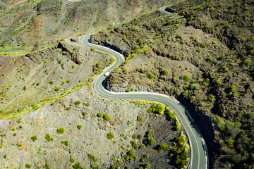 Gran Canaria summer road. Aerial photo 