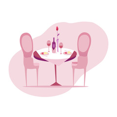 Served table in restaurant vector illustration