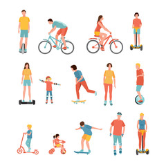 People outdoor activities vector illustrations set