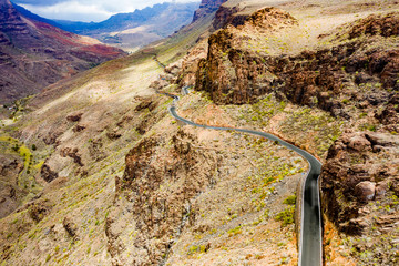 Gran Canaria summer road. Aerial photo 