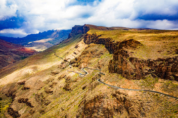 Gran Canaria summer road. Aerial photo 