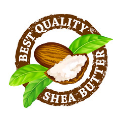 Vector grunge rubber stamp Best quality shea butter on a white background.