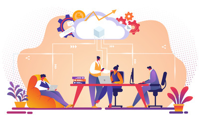 Business Team Working Together Using Cloud Service