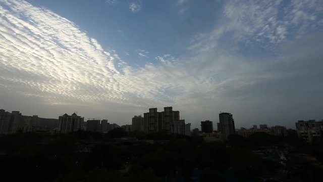 Cityscape time lapse in Mumbai, sunset in winter.
