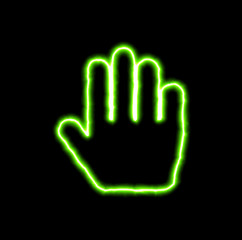 green neon symbol hand palm