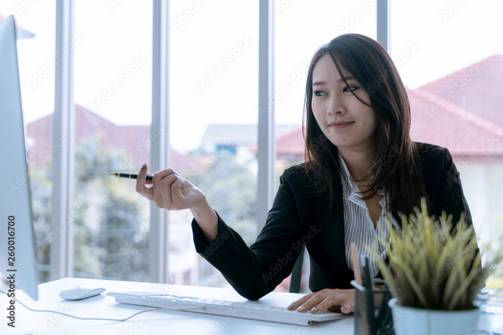 Poster The accountant checking documents about graph and chart relating to financial reporting and tax accounting of the company