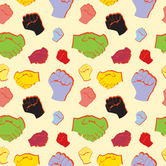 Random Hand Expression With Pop art Colored Pattern Seamless