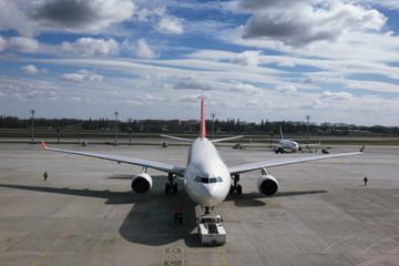 aircraft on the airport parking area