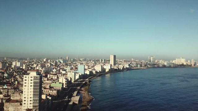 ariel drone footage malecon de la havana cuba