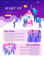 Isometric Bright Startup by Young Entrepreneurs