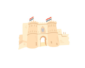 cairo citadel hand drawing icon in minimalistic style, Egypt, Giza