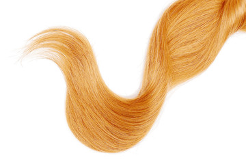 Long blond hair isolated on white background