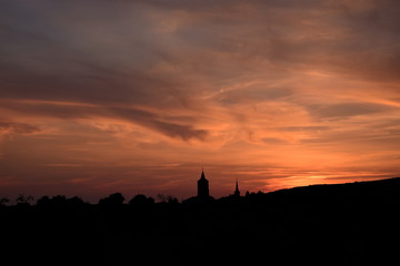 Late Sunset in Horizon with Church
