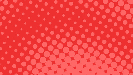 Red pop art background in comics style with halftone dots design, vintage kitsch vector backdrop with isolated dots