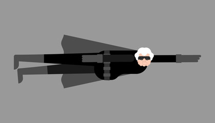 Grandmother superhero fly. Super Grandma. Superpowers old woman. Cartoon style vector © maryvalery