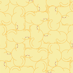 Fat cat pattern seamless. Thick pet background. Cute animal Cartoon style vector. Children cloth texture