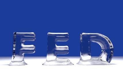 FED word from melting ice letters  for an interesting header for financial and business concept with copy space. 3d Rendering - Illustration