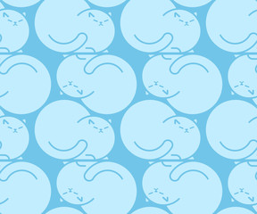 Fototapeta premium Fat cat pattern seamless. Thick pet background. Cute animal Cartoon style vector. Children cloth texture