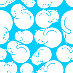 Fat cat pattern seamless. Thick pet background. Cute animal Cartoon style vector. Children cloth texture