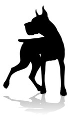 A detailed animal silhouette of a pet dog