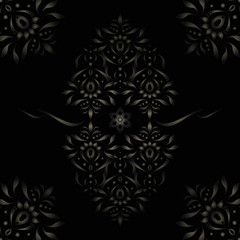 Elegant ornament, silver on a black background. Vector illustration. EPS 10.