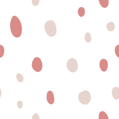 Retro Pink, Red polka dot Background Pattern. vector illustration. White background. Vector dotted ornament in pastel colors. Wallpaper, furniture fabric, textile