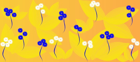 Spring flowers pattern, graphic floral motive. Graphic flowers.