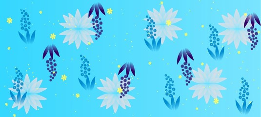 Fototapeta na wymiar Spring flowers pattern, graphic floral motive. Graphic flowers.