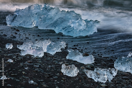 The Pieces Of Ice Destructed Iceberg On The Shore Of
