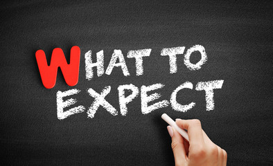 What To Expect text on blackboard, concept background