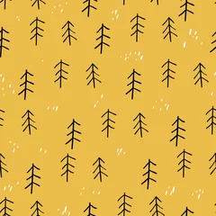 Tapeten Wald nahtlose Muster. Skandinavischer Stil. Vektor-Illustration. Sommer. Herbst. © bukhavets